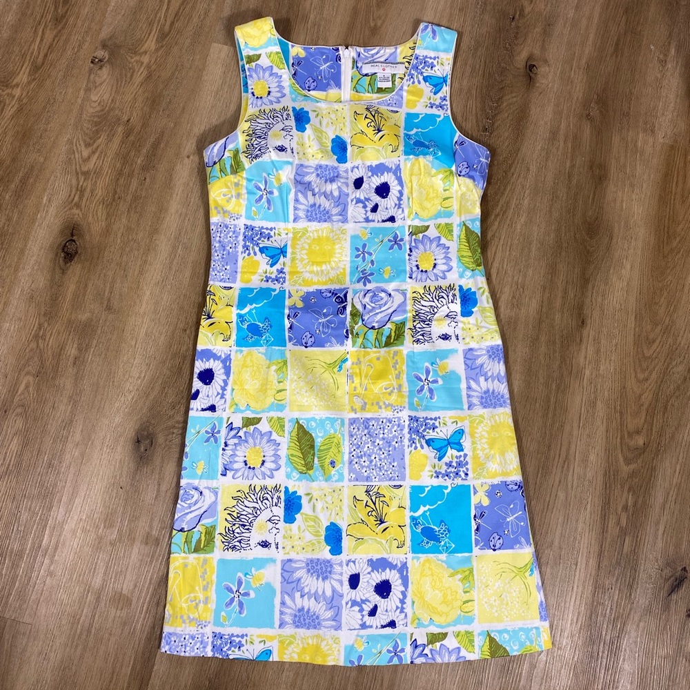 Colorful Patchwork Sleeveless Shift Dress size 6 by Real Clothes
